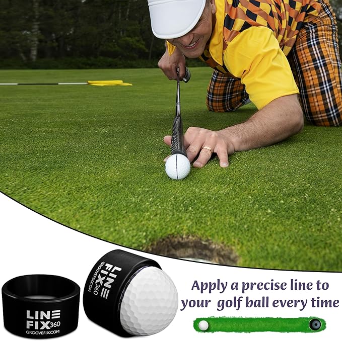 LineFix360 (Black) Golf Ball Alignment Marker – Precision 360° Line Tool for Enhanced Putting Accuracy