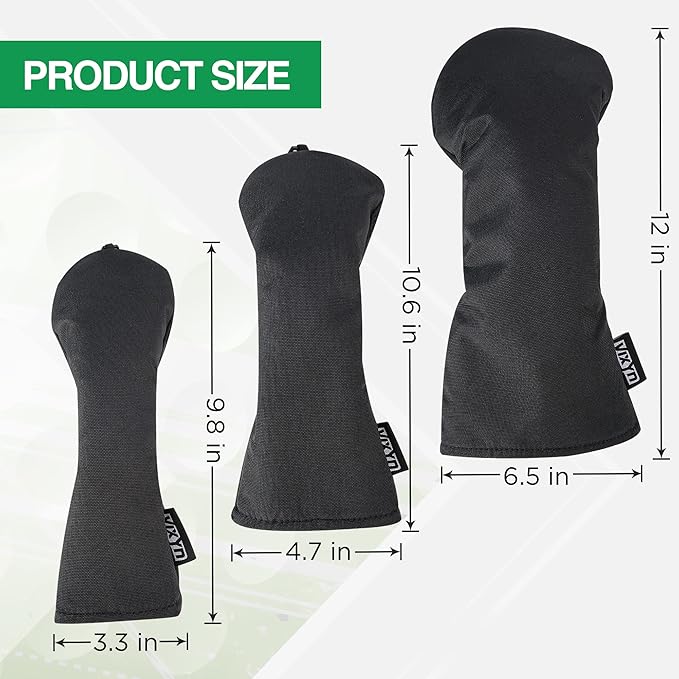 VIXYN Golf Club Covers - 3 Pack Golf Club Head Covers for Driver, Woods and Hybrid - Driver Headcover to Fit All Golf Clubs