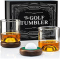 Golf Whiskey Glass Set | Golf Ball Shot Glasses | 12 oz Whiskey Glasses | Gifts for Golfers | Cool Stuff for Golfers | Birthday Gifts for Men and Women | Uncle Gift | Whiskey Presents for Golfer