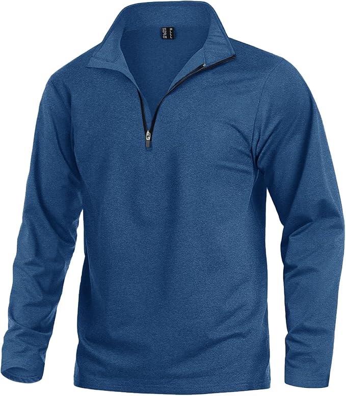KEFITEVD Men's Quarter Zip Pullover Fleece Lined Long Sleeve Golf Shirt 1/4 Zip Sweatshirts Thermal Winter Sweaters
