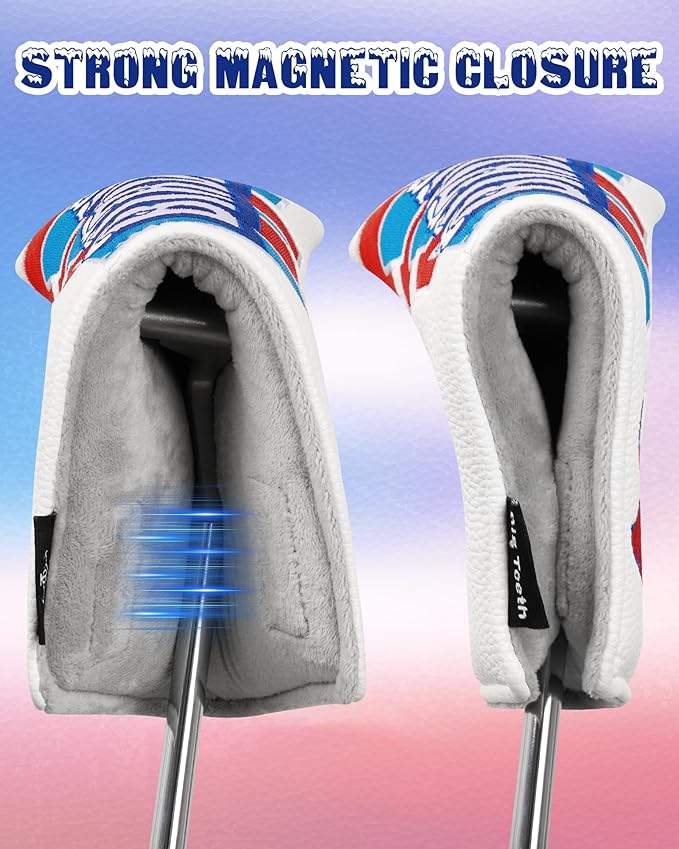 Big Teeth Driver Headcover Ice & Birdiee, Driver Covers for Golf Clubs, Funny Birdie Putter Cover,Milk Shake Ice Cream Mallet Putter Cover,Blue and Red Color
