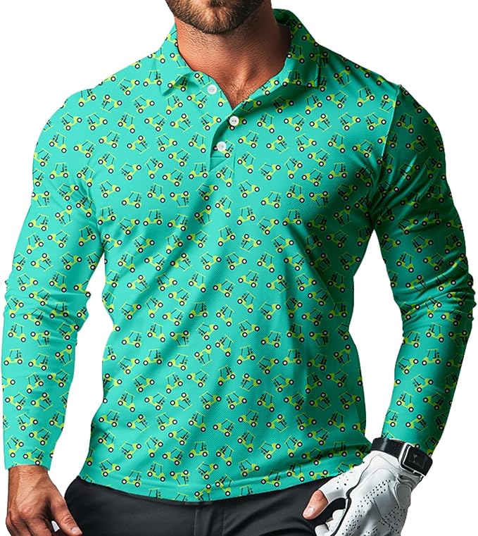 Men's Long Sleeve Golf Shirt Quick Dry 3 Button Work Fishing Outdoor Casual Collar Shirt