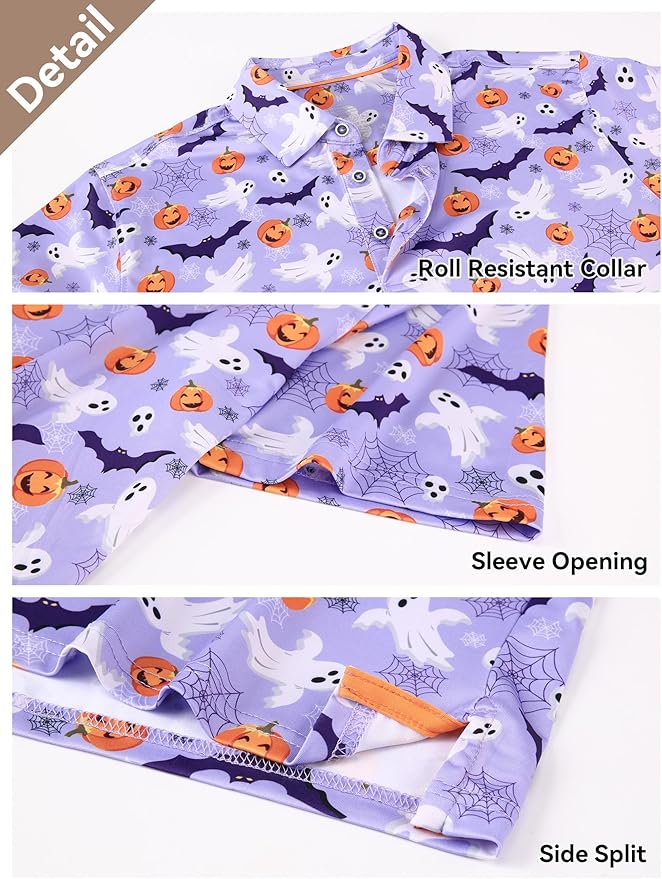 Esabel.C Golf Shirts for Men Dry Fit Performance Short Sleeve Print Moisture Wicking Collared Shirt