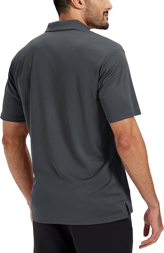 TACVASEN Mens Polo Shirts Short Sleeve Dry Fit Performance Breathable Golf Shirt with Collar Tennis Casual Business Work