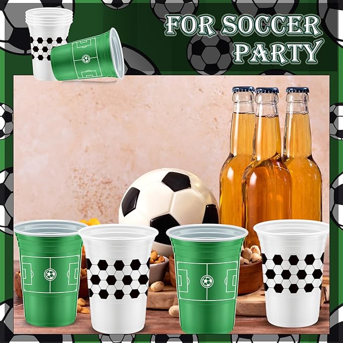 Norme 48 Pcs Soccer Ball Party Supplies Bulk 16 oz Soccer Ball Party Thick Plastic Disposable Cup Hot Cold Drink Wine Coffee for Home Soccer Ball Themed Holiday Party Supplies Favors