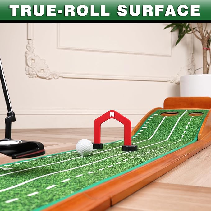 CHAMPKEY Premium Golf Putting Green Indoor with 3 Golf Putting Gates - Improves Putting Accuracy and Skill Levels Golf Putting Mat - Ideal for Indoor and Outdoor Training