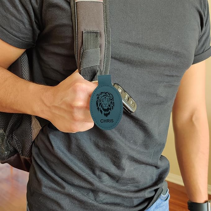 LaserGram Oval Keychain, Golf Ball, Personalized Engraving Included (Slate Blue)
