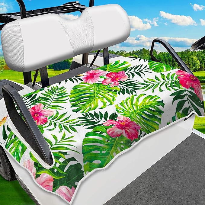 Golf Cart Seat Covers, Golf Cart Seat Towel Blanket, Suitable Yamaha, EZGO, Club Cars, Icon and More 2-Seats Cart, 100% Microfiber, Essential Golf Cart Accessories, 51'' x 31''