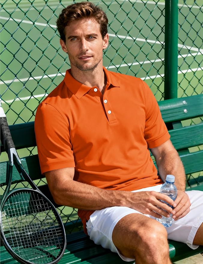 MAGCOMSEN Men's Polo Shirts 3 Buttons Casual Work T Shirts Quick Dry Short Sleeve Golf Shirt Pique Jersey Outdoor Performance