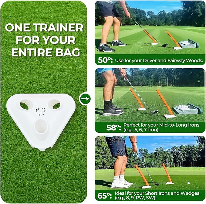 Golf Swing Training Aid - Alignment Discs & Rods | Corrects Setup, Posture, Swing Plane & Path to Fix Slice and Hook | Achieve Consistent Contact, Increase Distance & Accuracy