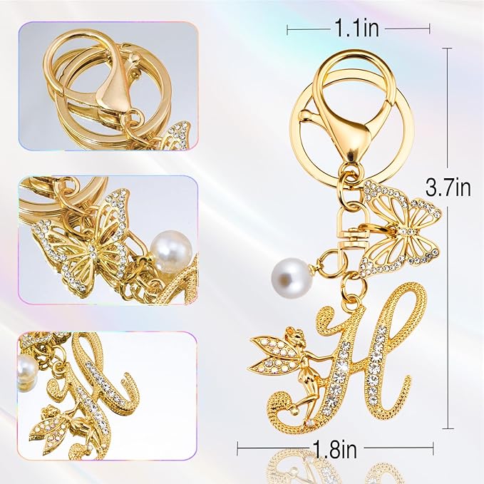 Initial Keychain Bag Charm Women Purse Charms for Handbags Accessories Charm for Wallet Butterfly Pendant for Girls