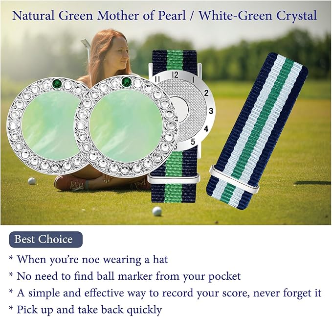 Golf Ball Marker with Golf Stroke Counter Bracelet, Pearl Crystal Ball Marker, Golf Accessories, Golf Gifts, Golf Counters for Women