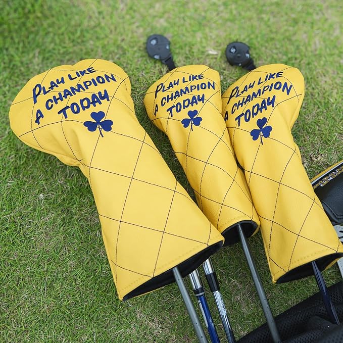 Golf Club Head Covers Premium Leather Golf Driver Fairway(FW) Wood Hybrid(UT) Covers with Number Tags, Golf Mallet Putter Cover Play Like A Champion