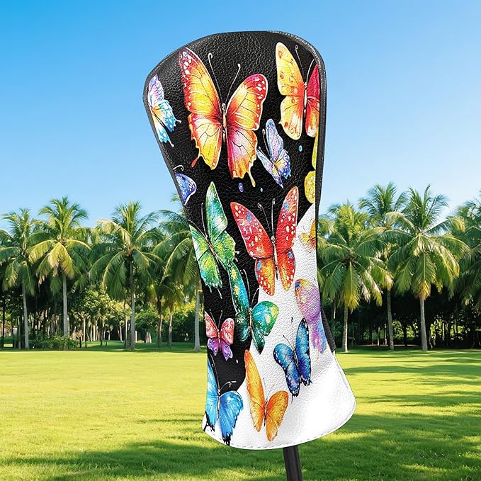 Golf Driver Head Covers Fairway Wood Headcovers, Premium Leather Golf Club Covers with Anti-Scratch Lining 1/3/5 Wood Cover for Golf Clubs for Women Men (Marble Blue)