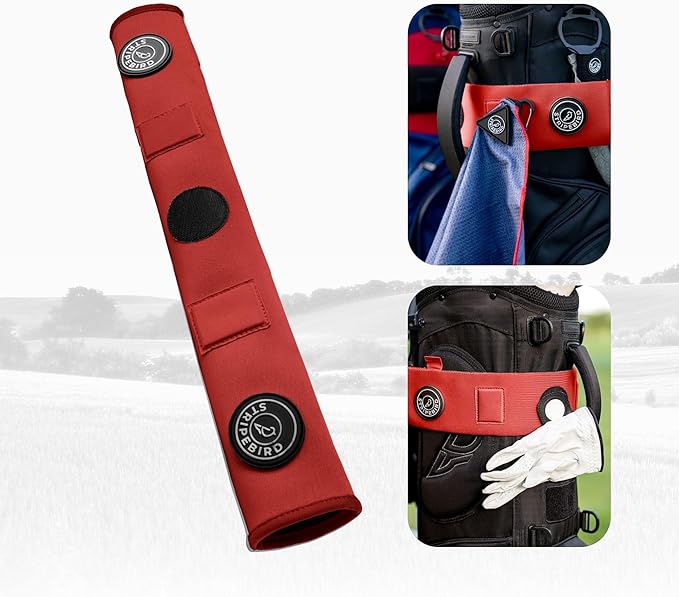 Stripebird - Premium Golf Cart Strap Sleeve Protector - Save Your Golf Bag from Golf Cart Straps - Includes Magnetic and Steel Plate for Magnetic Golf Accessories