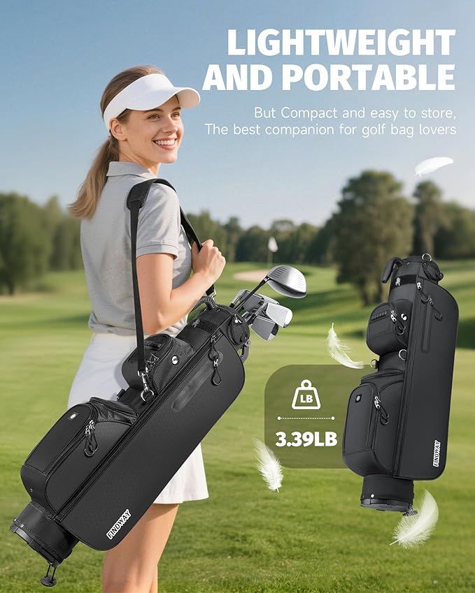 Findway Small Golf Bag Lightweight Pitch and Putt Golf Bag with Stand, Adjustable Dual Straps, Golf Stand Bag for Extra Storage in a Smaller Size, Golf Gifts for Men and Women