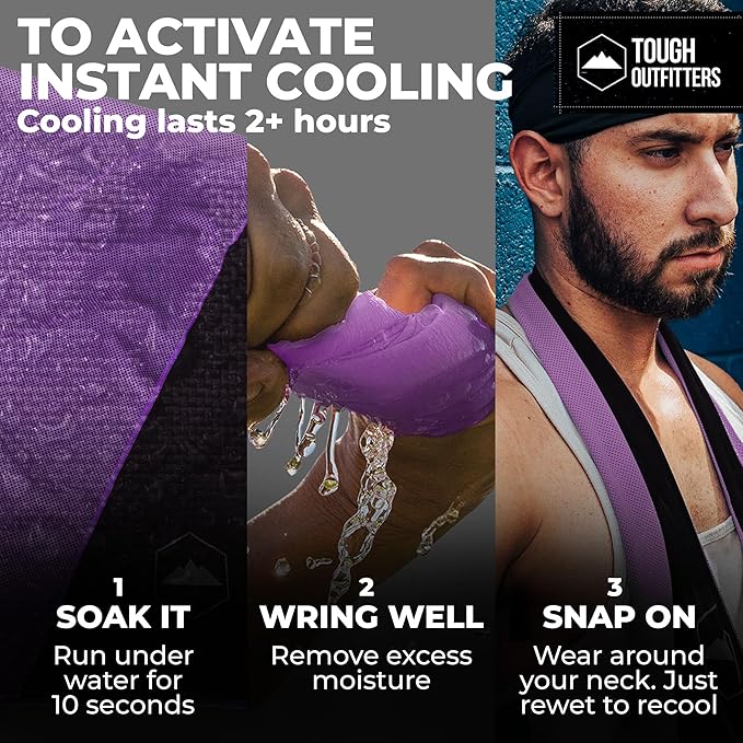 Tough Outdoors Cooling Towels for Neck Face - Neck Cooling Towel for Hot Weather Yoga Sports Golf Sweat - Instant Cold Towel