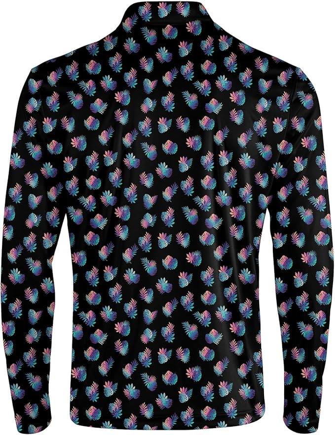 Men's Long Sleeve Golf Shirt Quick Dry 3 Button Work Fishing Outdoor Casual Collar Shirt
