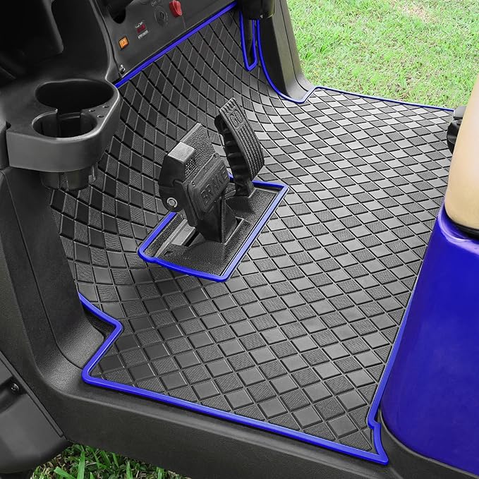 Golf Cart Floor Liner Mat 8mm Thick Rubber Full Coverage Fit for Club Car Precedent 2004-2025 / Onward & Tempo 2017-2025 / Villager & V4L 2019-2025 Carts Upgraded Non-Slip Mats Replacement