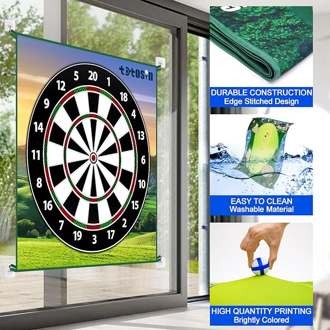 Golf Chipping Game with Hitting Mat, 70"x70" Double Sided Golf Practice Mat Kits with 20 Sticky Balls, Indoor Outdoor Golf Training Accessories for Adult Family Yard Game (No Club)