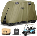 10L0L Golf Cart Cover 2/4/4+2 Passenger for Yamaha EZGO Club Car, Heavy Duty 420D Waterproof Windproof Durable Polyester Golf Cart Cover with 3 Zipper Doors for All-Weather Protection (Black/Silver)