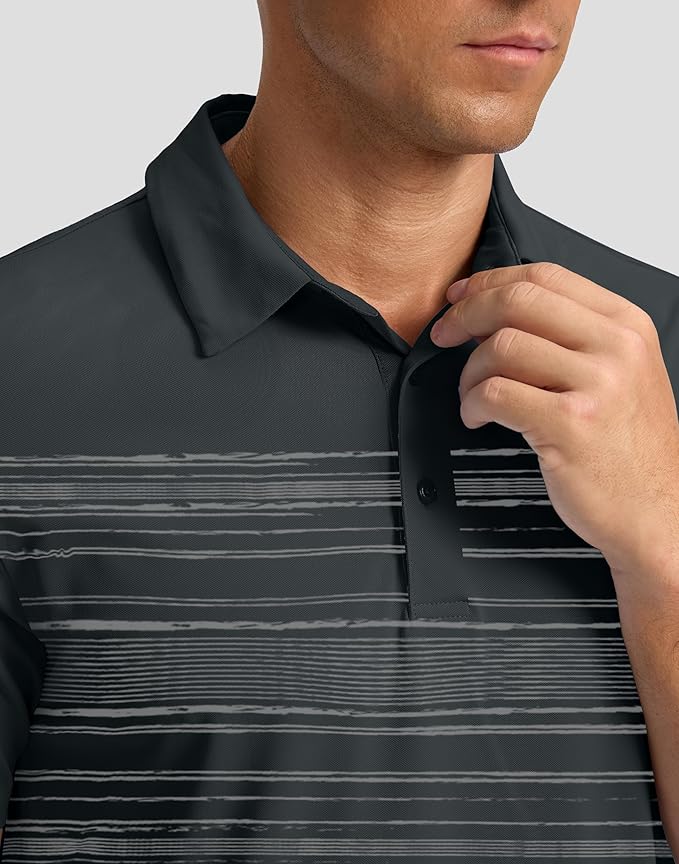 Men's Golf Shirts Dry Fit Moisture Wicking Performance Short Sleeve Collared Polo Shirts for Casual Athletic Business