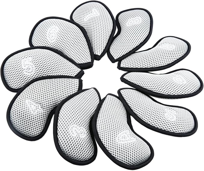 10Pcs/Pack New Meshy Golf Iron Covers Set Golf Club Head Cover Fit Most Irons
