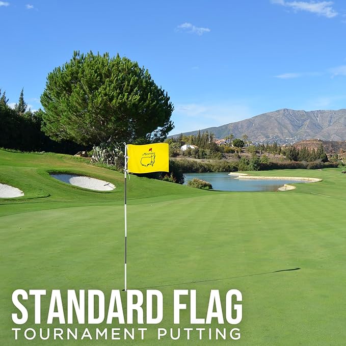 Golf Flag with Grommets, Double-Side Printed Augusta National Flag, 420D Nylon Golf Pin Flags, Putting Green Flags for Golf Course Driving Range Collection, 14" H x 20" L, Yellow