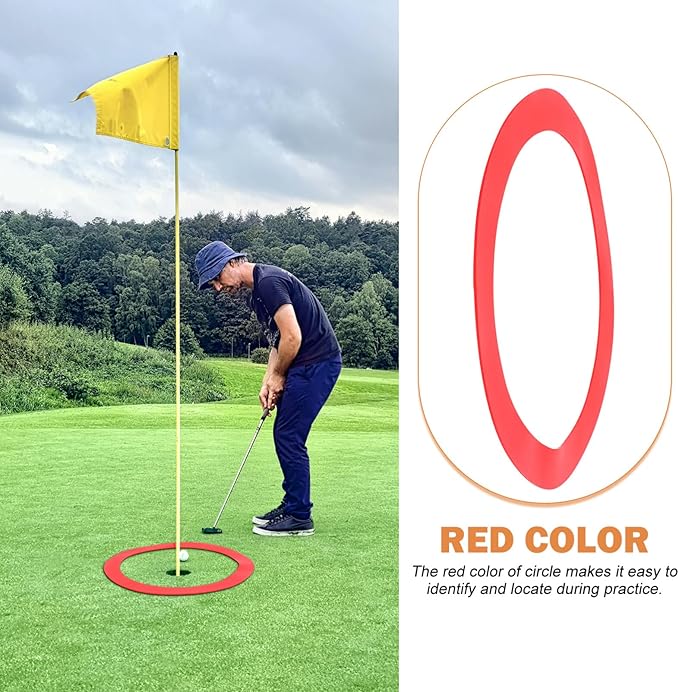 Happyyami Golf Target Circles Putting Trainer Golf Putting Aid Golf Chipping Practice and Putting Practice Red