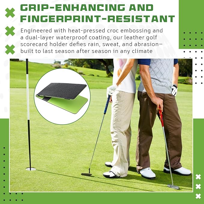2 Pcs Leather Golf Scorecard Holder Golf Score Card Book Yardage Book Leather Notebook Journal 7.6 x 4.5 Inch