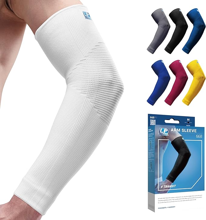 LP SUPPORT 668 Compression Arm Sleeve for Workouts, Sports & Weightlifting, Golf and Tennis Elbow Pain relief for Men & Women