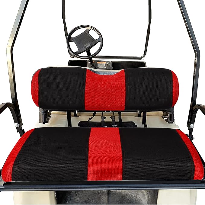 Universal Golf Cart Rear Seat Cover Dress Up for Older Golf Carts - Durable, Breathable Material, Fits Like a Glove for EZGO, Club Car and Yamaha, Easy to Install, Red