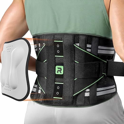 Back Brace for Lower Back, 8X Powerful Lumbar Support with 3D Pad, Support Belt for Men Women, Breathable Back Support Brace with Adjustable Strap, Green Size M
