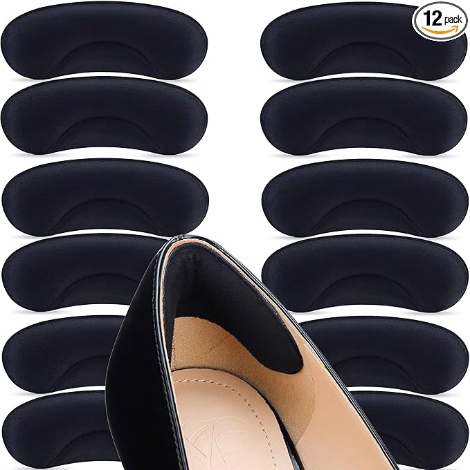 6 Pairs Heel Cushion Pads for Shoes Too Big, Shoe Grips Liners Heel Protectors to Prevent Heel Pain, Blisters and Rubbing, Anti Slip Shoe Filler Make Shoes Fit Tighter