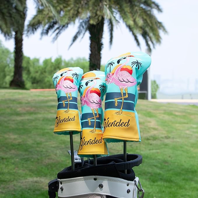 Golf Club Covers Flamingos Driver Cover Fariway Wood Headcover Hybrid Head Cover Leather Golf Headcover Fit All Brand