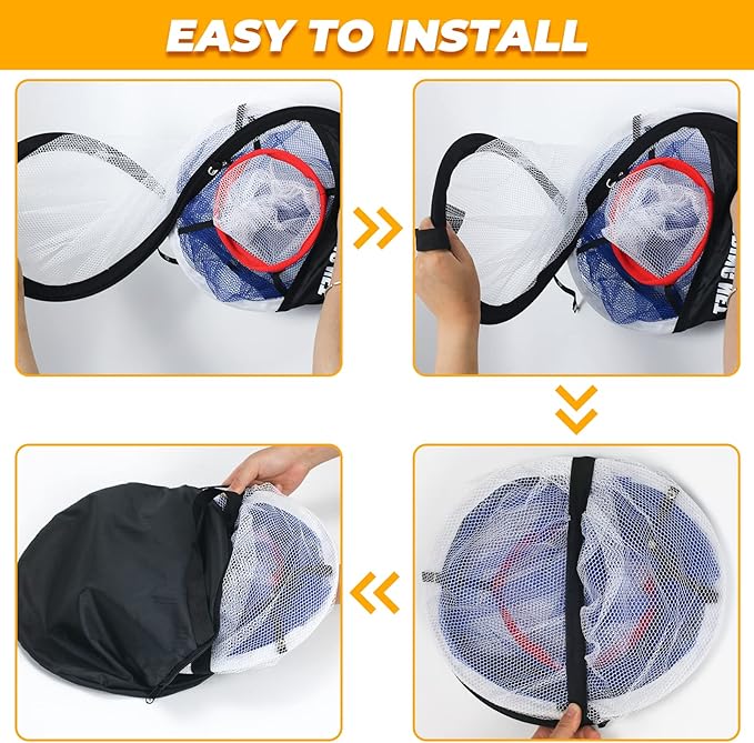 Pop Up Golf Chipping Net & Mat, Target Practice Set - 8 Balls, 4 Tees, Collapsible for Indoor/Outdoor Swing Training