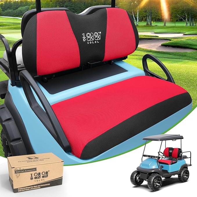 10L0L Golf Cart Seat Covers Universal for Yamaha G29 Drive2 Club Car DS Precedent Tempo Standard Front Seats, Breathable Mesh Bench Seat Cover, No Drilling Seat Cushion - All-Season Comfort