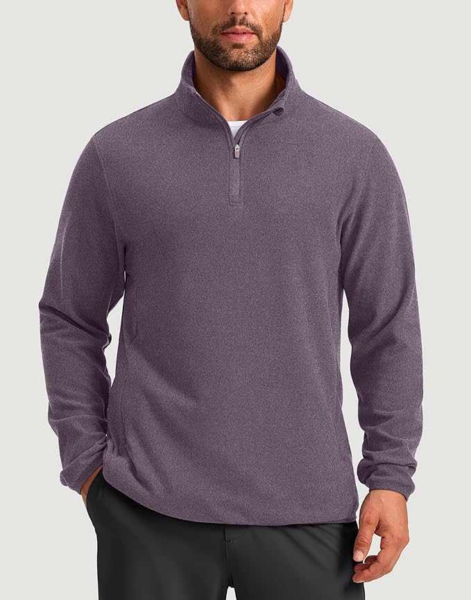G Gradual Mens Quarter Zip Pullover Fleece with 2 Zipper Pockets Long Sleeve Golf Shirt Winter Athletic Sweater Lightweight