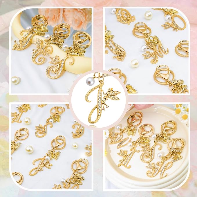 Initial Keychain Bag Charm Women Purse Charms for Handbags Accessories Charm for Wallet Butterfly Pendant for Girls