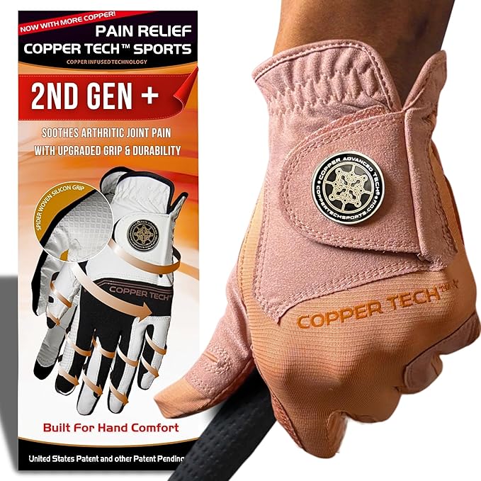 Copper Tech Golf Gloves Men Right Handed Golfer or Left Handed Golfer (2nd Gen) | Copper Compression Joint Support Golf Glove