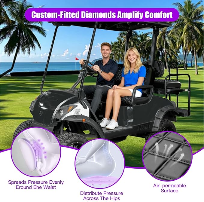 Yamaha seat Cover，Fit for YAMAHA/G29/Drive2，Vinyl seat Cover, Diamond Texture, Easy to Install Golf cart Accessories, no Staples Required（Black）