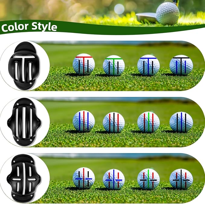 Golf Ball Marker Set with Carry Case, 3 Golf Ball Marking Stencils and 4 Color Golf Ball Markers, Golf Ball Marker Liner Marker, Golf Ball Alignment Marking Tool