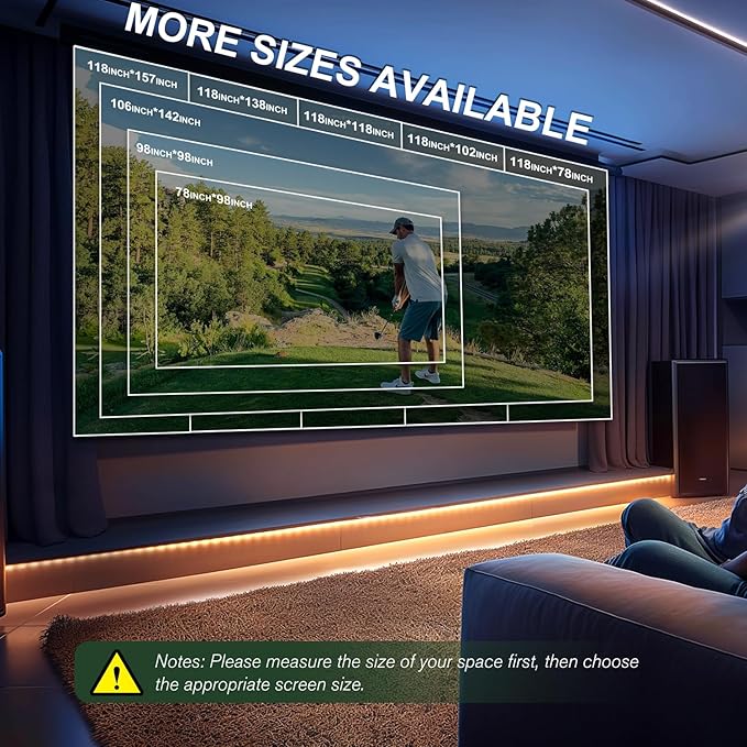Golf Simulator Impact Screen for Training Indoor/Outdoor, 3D Air Mesh Golf Impact Screen, Ultra Clear Projector Screen for Home with Grommet Holes, 8 Size Options