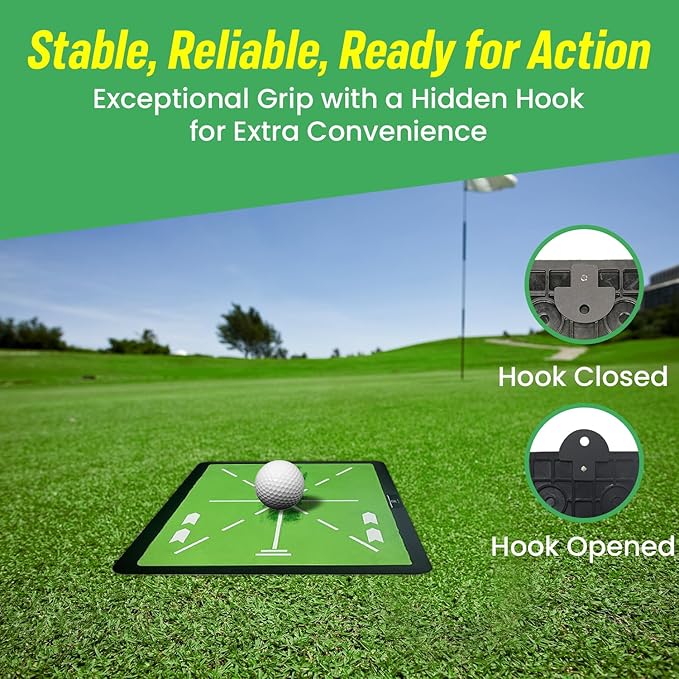 Swing Mat Trainer - Golf Strike Mat & Divot Board with Velvet Cushion, Shock Absorption & Non-Slip Rubber Base - Golf Practice Mats for Swing Detection, Precision Path Feedback, 11.8"x15.7"