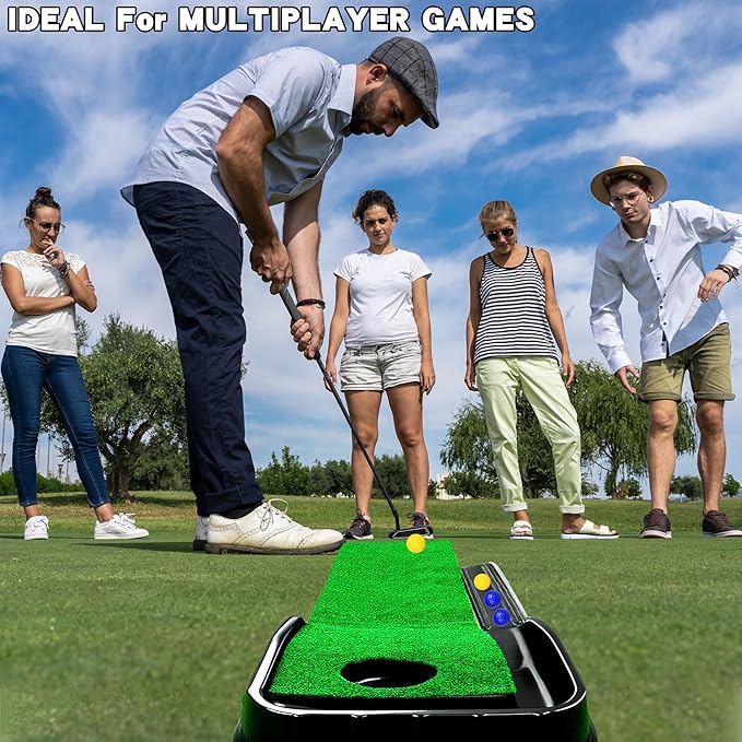 Golf Putting Mat Indoor - 86.61x11.81in Golf Practice Mat with Ball Return, Portable Indoor Putting Green for Home Office Backyard, Perfect for Beginners