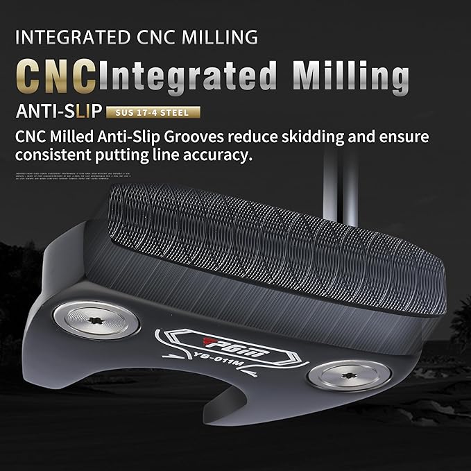 PGM TUG024 CNC‑Milled Low‑CG Golf Putter with Alignment Line & Oversized Grip – Tungsten Counterweight, Stainless Shaft, Men’s Right‑Handed