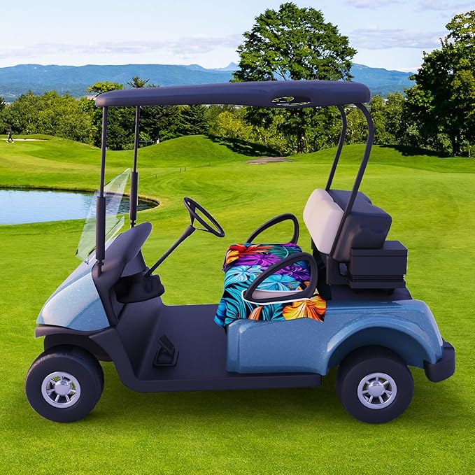 AQQA Golf Cart Seat Covers, Tropical Palm Leaf-Boho-Marble Microfiber Golf Cart Seat Blanket, Golf Blanket, Golf Accessories, Golf Cart Seat Towel Fits All 2-Seat Golf Carts, 55"x 32"