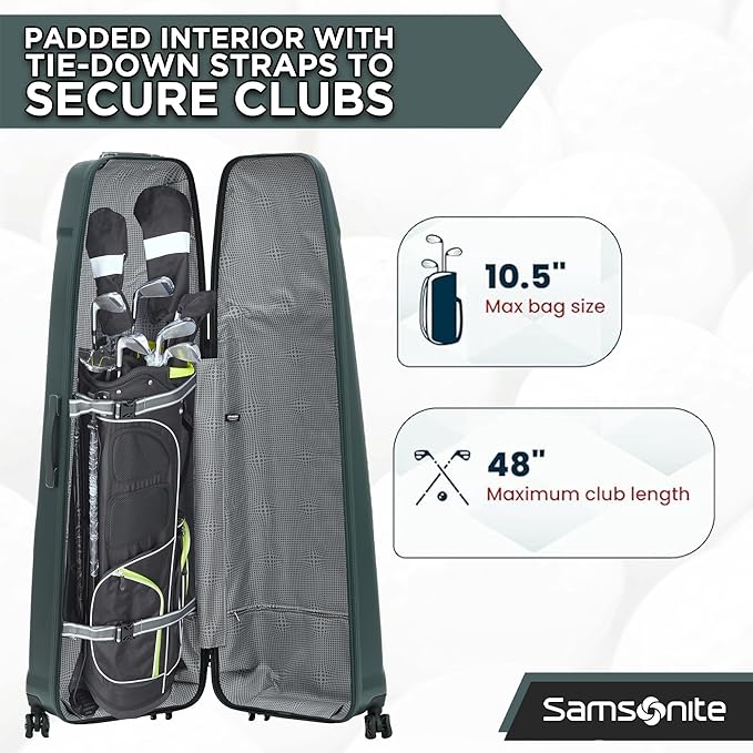 Samsonite Tour Pro Golf Hard Case Golf Travel Bag, Lightweight & Durable ABS Shell, 360 Degree Multi-Directional “Shark Wheels”