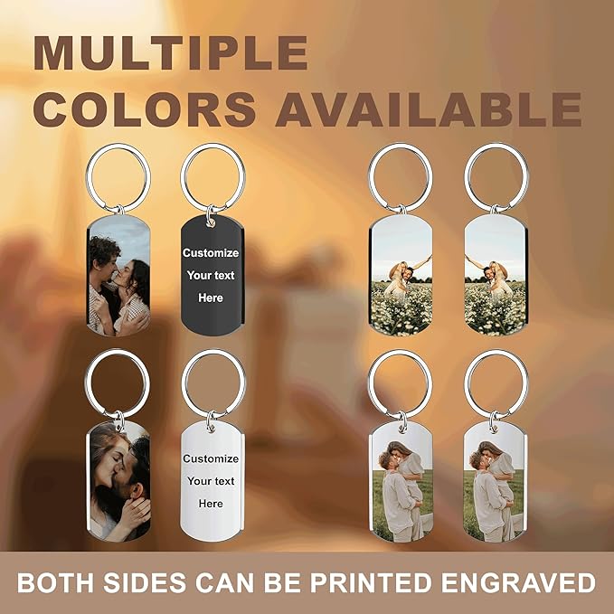 Custom Keychains with Picture Personalized Photo Logo Text Customized Key Chain for Boyfriend Dad Men Women Gifts