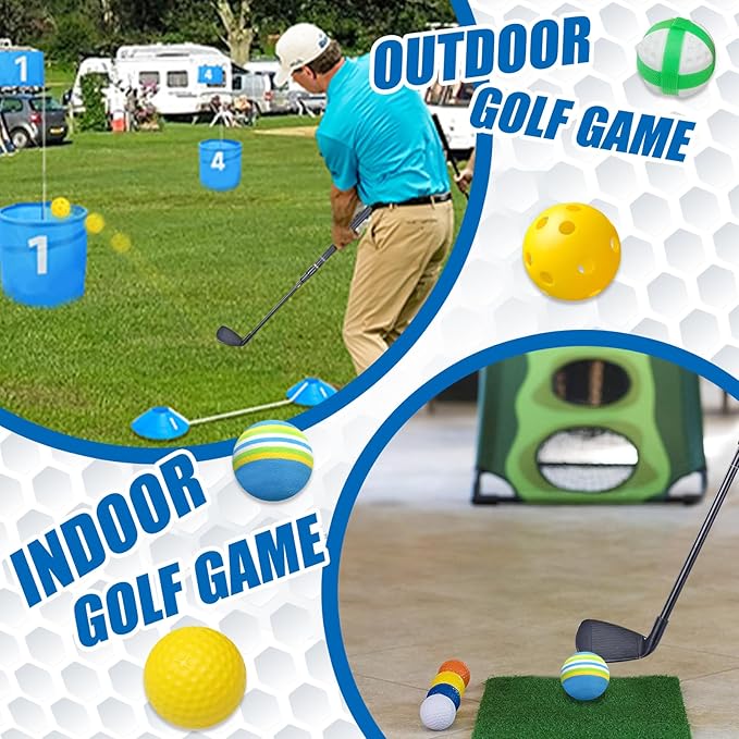 Plastic Golf Club Collapsible - Right Hand for Game & Travel, Golf Chiper Game Club for Junior, Adults Indoor Outdoor Golf Training Bucket Pong Velcro Games for Family, Hit Plastic Foam Balls -1PCS